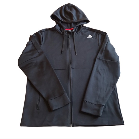 Reebok Sweatshirt Full Zip Black Hoodie Men’s Med - Picture 5 of 13